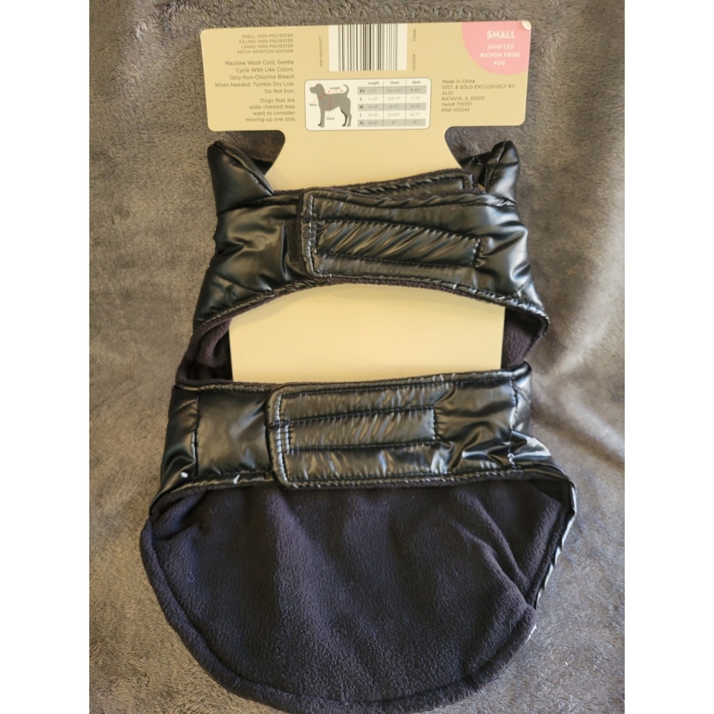 Heart To Tail Black Metallic Pet Puffer Dog Jacket sz Small ***NEW*** - Picture 8 of 10